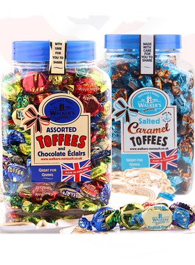 英国进口糖果软糖零食海盐焦糖什锦味罐装 walkers沃尔克斯太妃糖