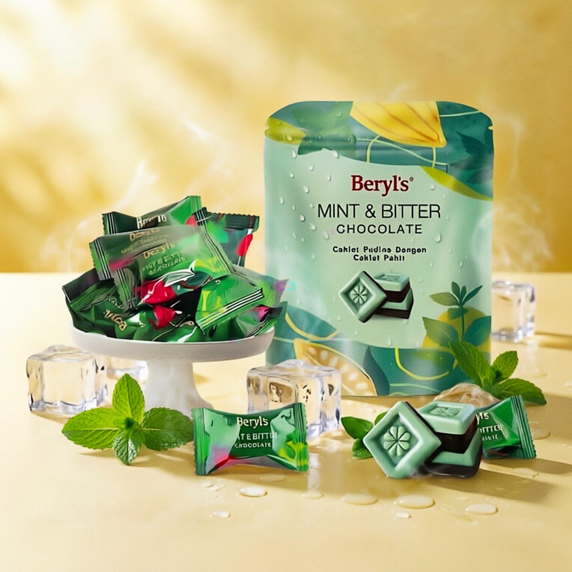 马来西亚进口零食beryls倍乐思冻干草莓白巧薄荷味与苦巧克力100g