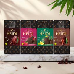 罗马尼亚进口HEIDI赫蒂纯可可脂75%85%树莓柠檬薄荷黑巧克力排块