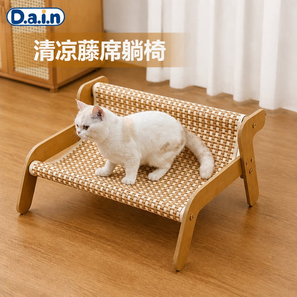 夏季猫咪狗狗凉席猫窝剑麻藤编宠物抓板睡觉行军吊床小狗沙发垫子