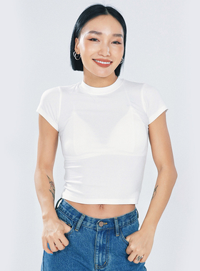 王润SOHANA2023秋季裸感莫代尔修身弹力短袖T恤打底