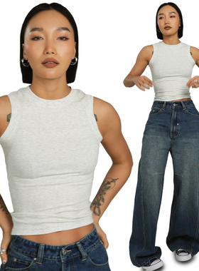 王润SOHANA原创设计感2023新款外穿无袖运动宽带背心女时尚洋气夏