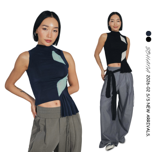 T恤 不对称剪裁设计小高领优雅无袖 王润SOHANA2026春季 上新