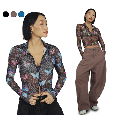 王润原创SOHANA设计2022夏末新款雏菊蝴蝶网纱防晒遮肉开衫打底