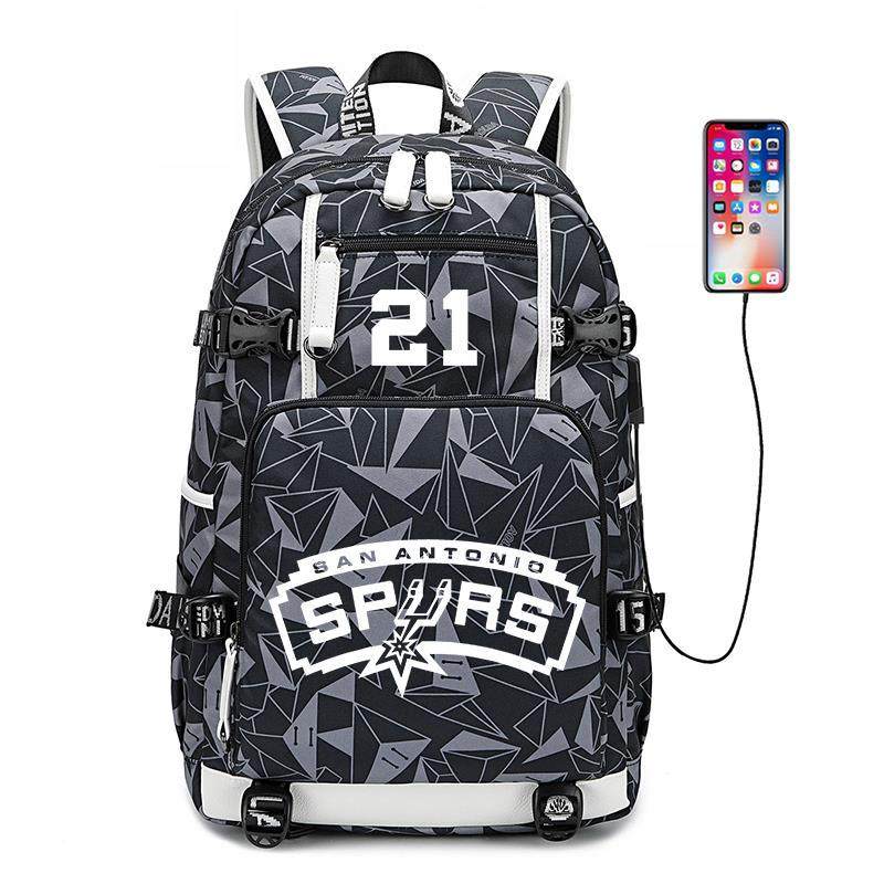 2024新款NBA马刺队球迷运动篮球包夜光邓肯书包男女初高中生大容