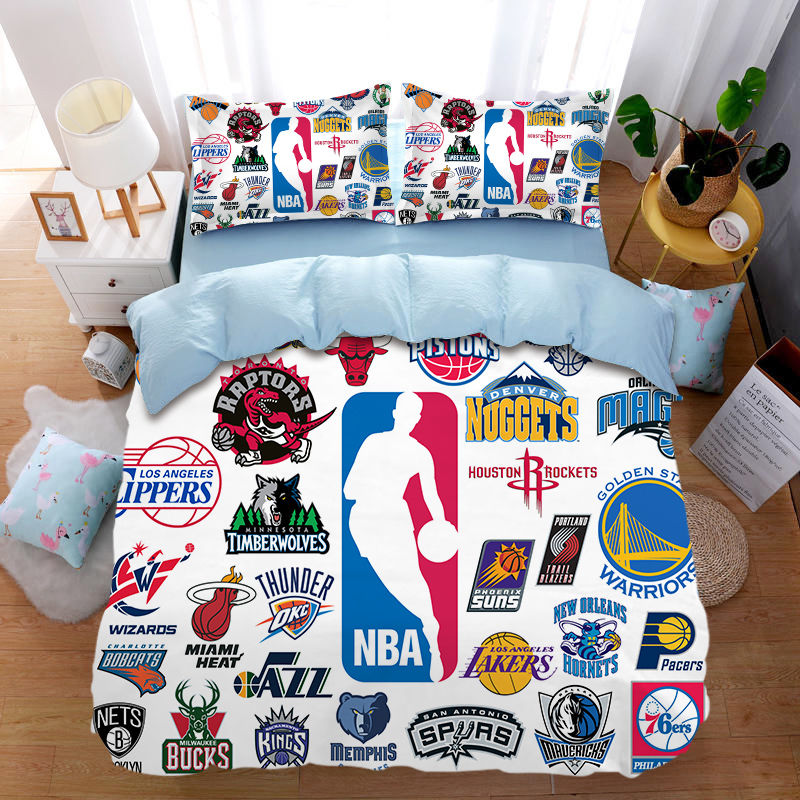 卡通儿童篮球全棉四件套单人床笠纯棉NBA床单被套被单男生三件套