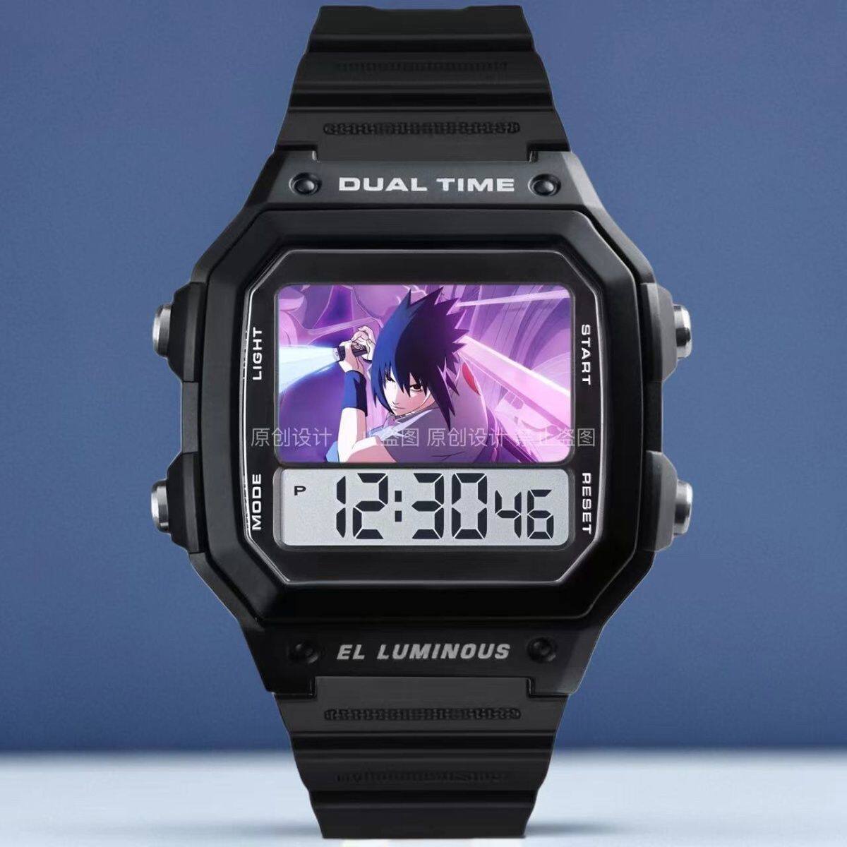 2025火影忍者周边手表定制防水游戏二次元学生小方块电子表