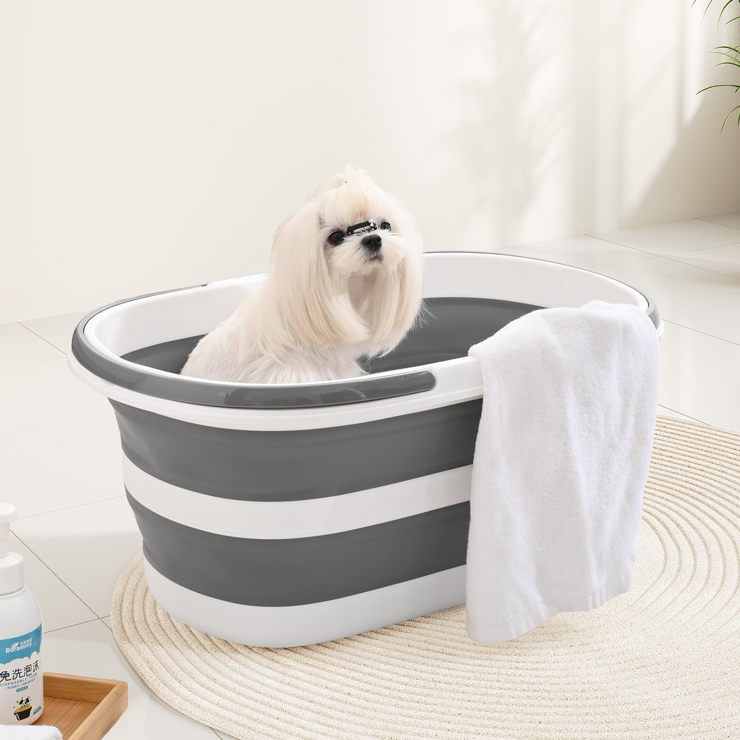 可折叠带滚轮宠物浴盆小狗洗澡盆