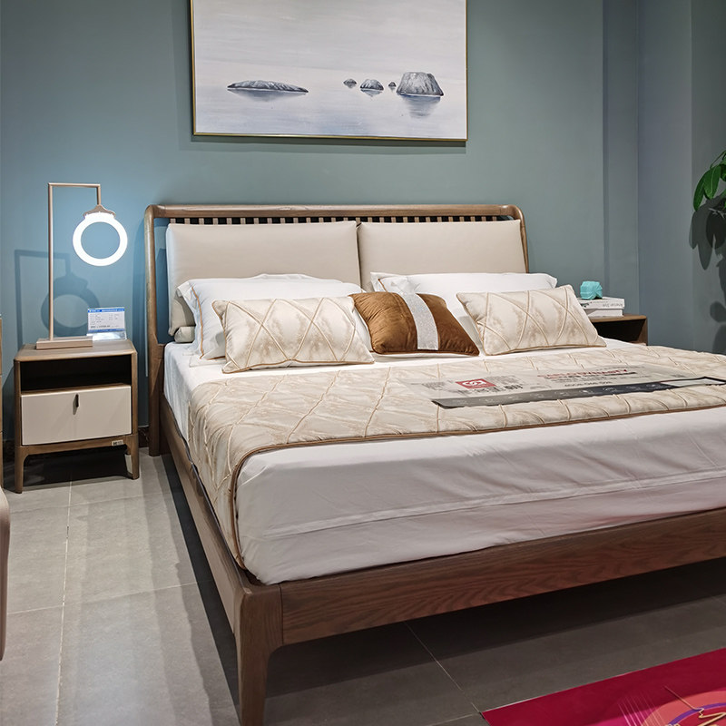 华鹤家具isola意式简约现代风格橡木爆款大床1.5米1.8米hw16051