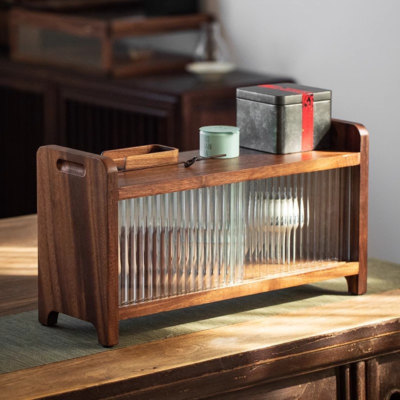 实木桌面博古架胡桃木多层茶杯架子小型茶具摆件收纳架台式展示架