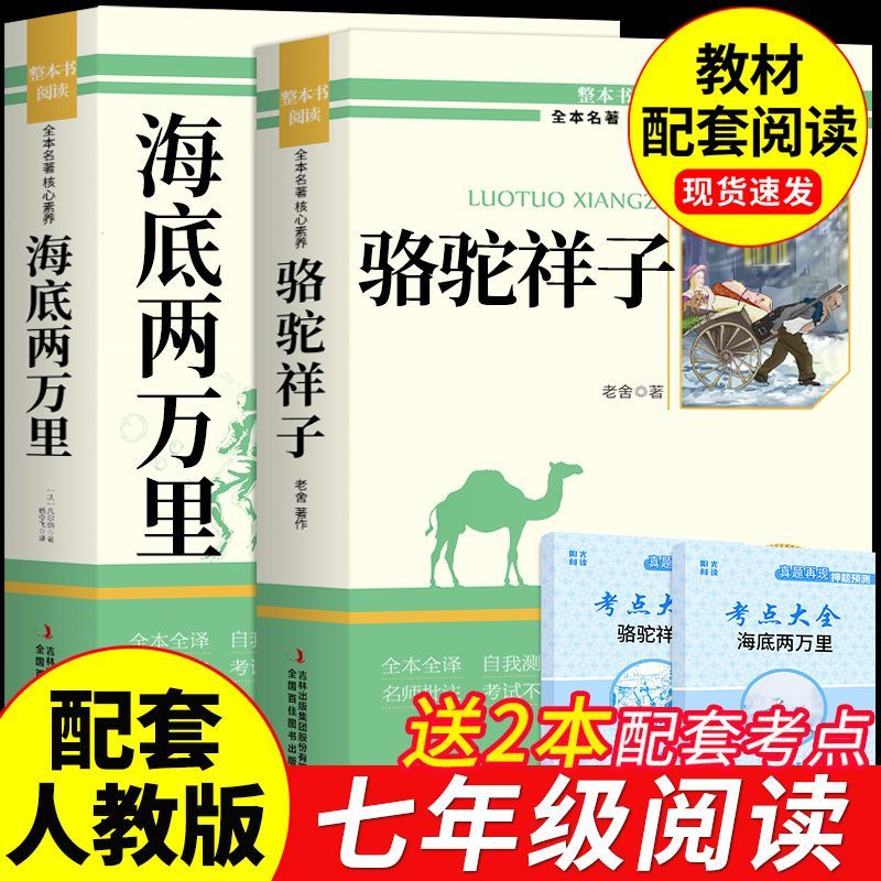 骆驼祥子和海底两万里七年级下册必读正版书原著完整版老舍初一课外阅读书籍配套人教版名著书目7七下课外书钢铁是怎样炼成的初中