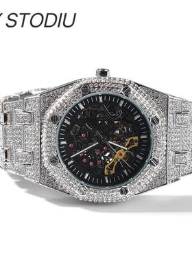 满钻玛利时欧美风嘻哈饰品手表潮人街头网红美金图案手表夜店手表