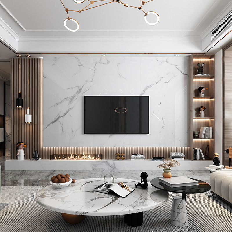 2021年新款900x1800岩板电视背景墙现代简约轻奢大板客厅瓷砖大理