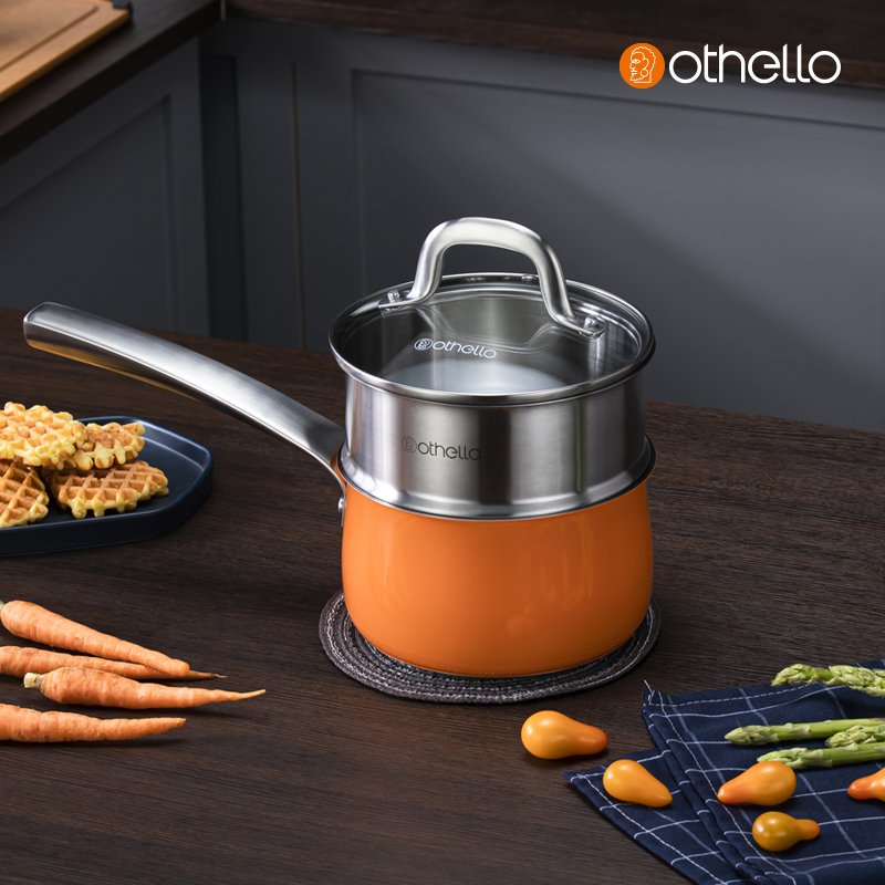 欧德罗18/10不锈钢奶锅蒸煮一体燃气电磁炉通用多功能辅食锅