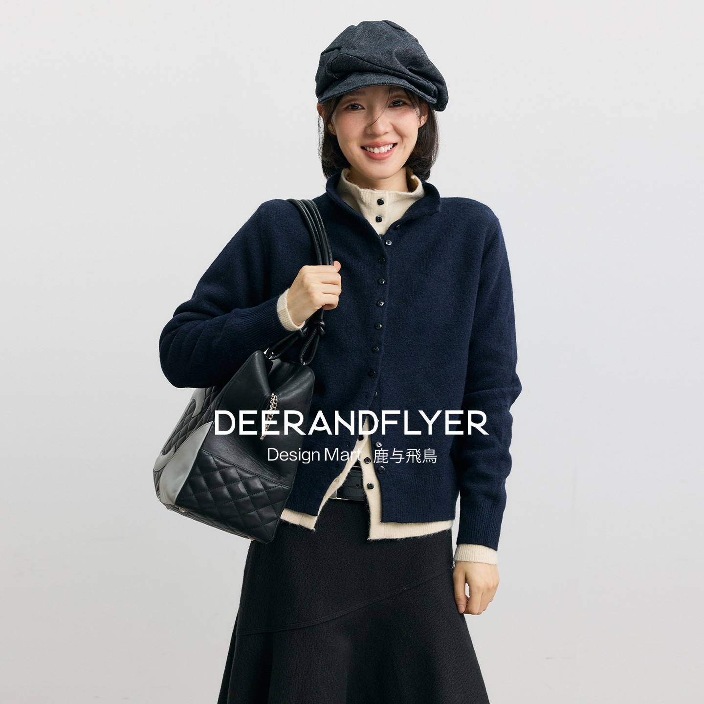 亲肤休闲单排扣小立领毛衣开衫