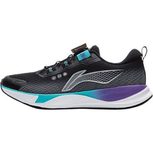 李宁童鞋儿童跑步鞋2026新款秋青少年黑色轻便回弹旋转纽扣运动鞋