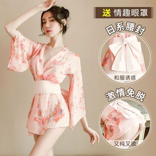 性感睡衣女夏季 和服诱惑 薄款 雪纺水溶花蕾丝吊带开叉睡裙显瘦日式