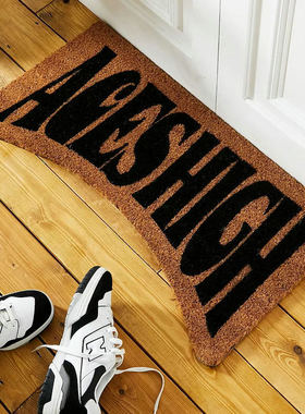 印度进口手工印花椰棕门垫北欧简约短语Aces High 除尘蹭土地垫