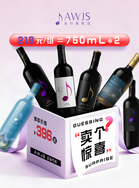 【粉丝专属尝鲜】音符葡萄酒218惊喜盲盒750ml*2均为原瓶进口酒款