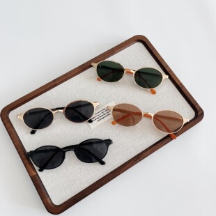 亲子款高级感遮阳墨镜男女童夏季海边防紫外线新款黑色复古太阳镜