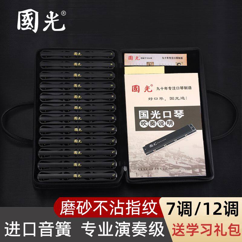 国光24孔口琴套装复音专业演奏级儿童成人初学入门7调12调套装琴