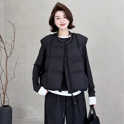 白鸭绒羽绒马甲女短款坎肩秋冬新