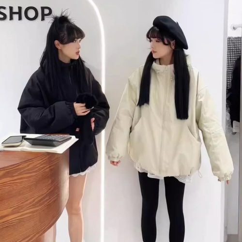 连帽冲锋衣女中长款加棉加厚秋冬