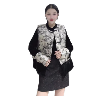 中国风马甲女短款秋季2025新款中式刺绣宽松高级感背心坎肩外穿