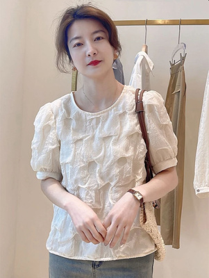 法式衬衫女上衣短袖夏季