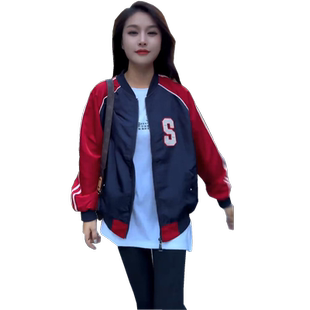 棒球服外套女短款小个子2025春秋新复古宽松休闲百搭刺绣夹克上衣