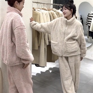 加绒加厚睡衣女珊瑚绒可外穿冬季 2025流行漂亮保暖宽松家居服 新款