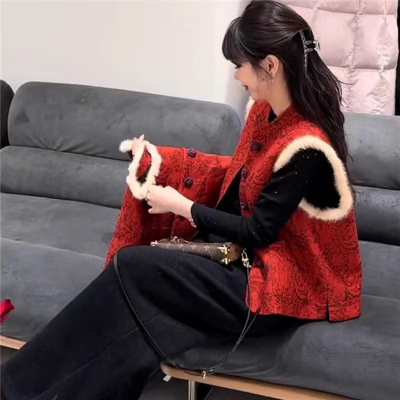 国风马甲冬外穿女红色叠穿时髦洋气今年流行爆款背心小个子坎肩,女装/女士精品,马夹,淘宝优惠券,粉丝福利购,淘宝优惠卷