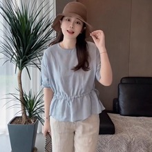 泡泡袖衬衫女短袖上衣薄款夏季2025新款宽松高级感小个子法式小衫