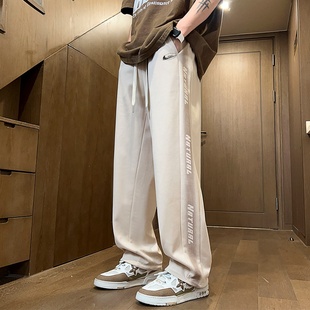 耐克顿休闲裤男款春秋季新款宽松百搭直筒裤青少年美式潮流长裤子