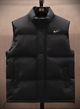 耐克顿羽绒棉马甲男士秋冬季新款纯色简约百搭马夹情侣坎肩背心潮