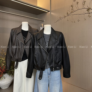宽松机车翻领短款 韩版 百搭皮夹克外套 时尚 海宁皮衣女2026春秋新款