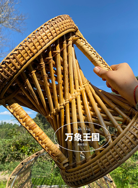 手工编制藤编民宿凳子矮凳花架