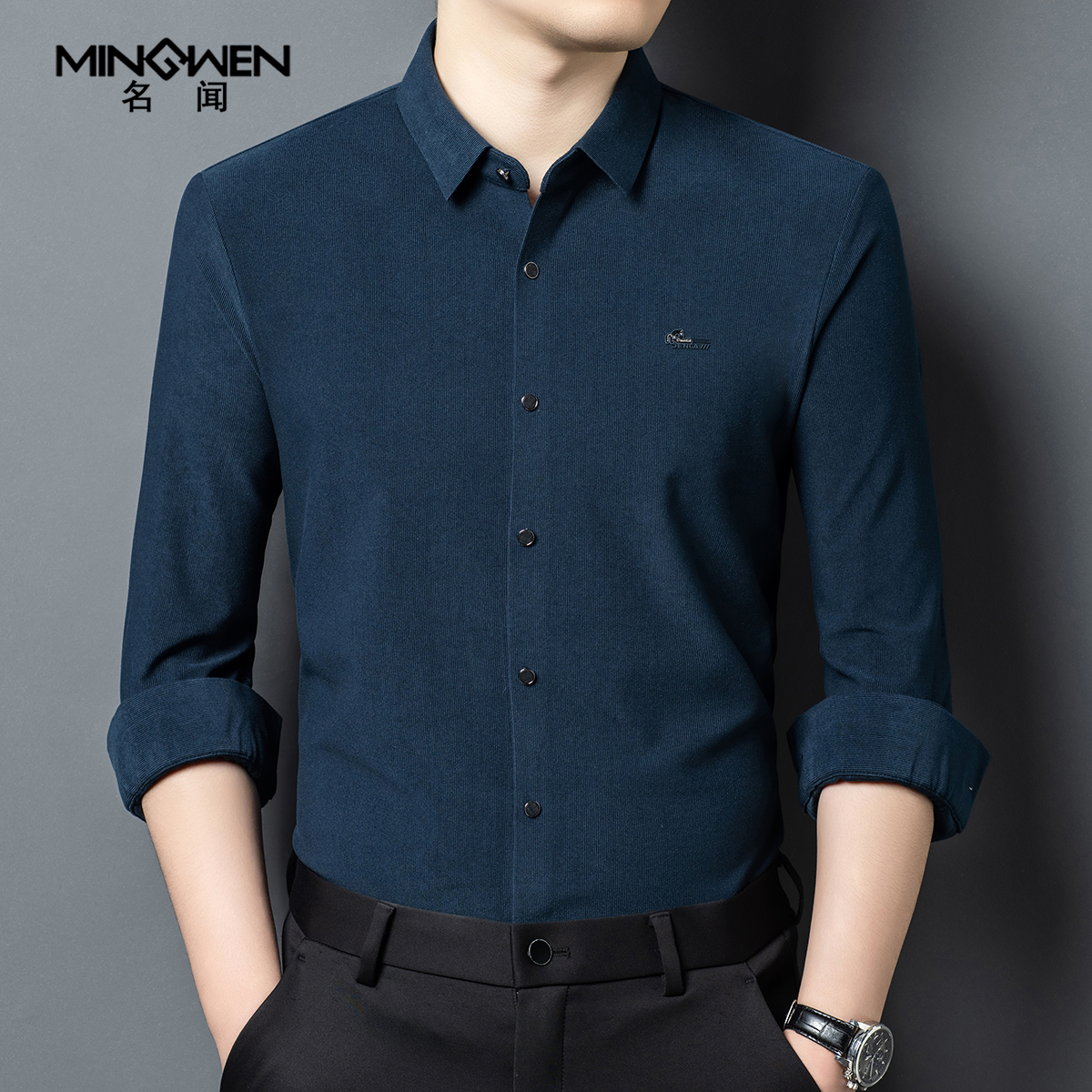 复古休闲灯芯绒长袖衬衫