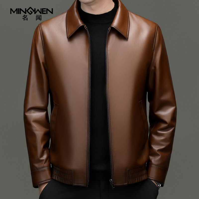 桑蚕丝内胆翻领绵羊皮夹克