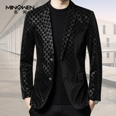 真皮皮衣休闲西服男韩版 外套 潮流痞帅印花油亮绵羊皮西装 修身 时尚