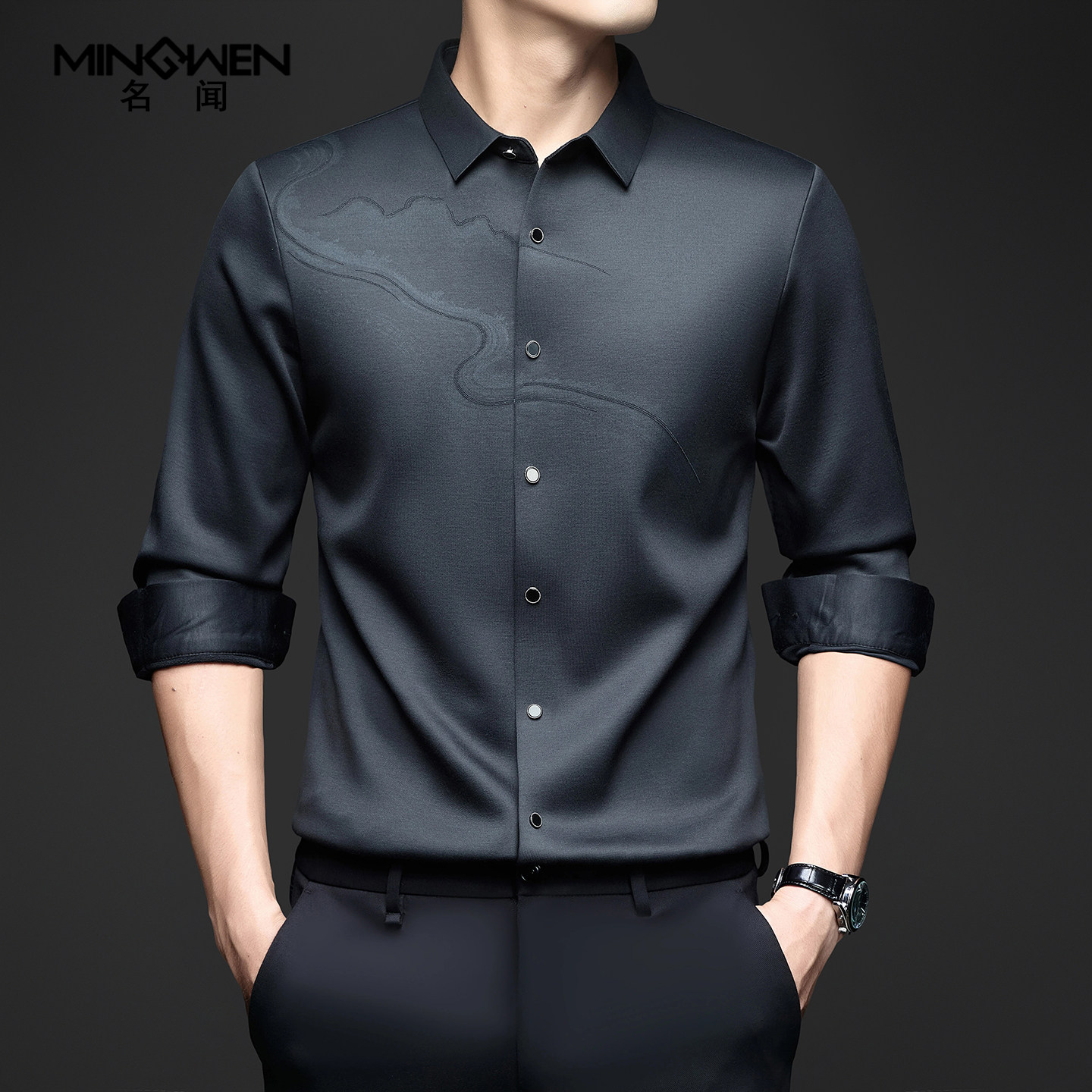 含羊毛长袖衬衫男冬季加绒加厚时尚潮流高级感痞帅印花一体绒衬衣,男装,衬衫,淘宝优惠券,粉丝福利购,淘宝优惠卷