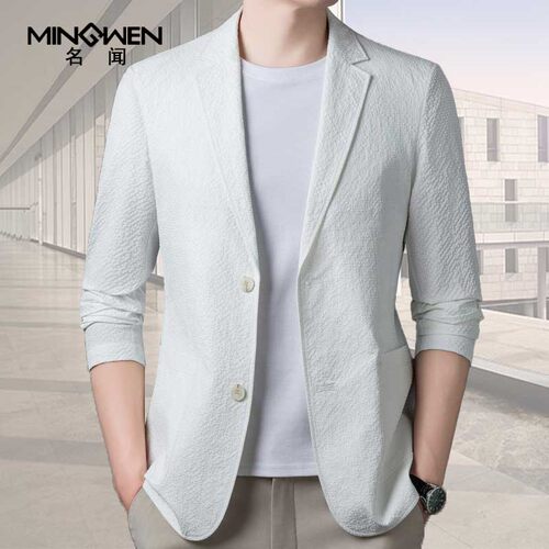 名闻轻薄款泡泡纱休闲西服