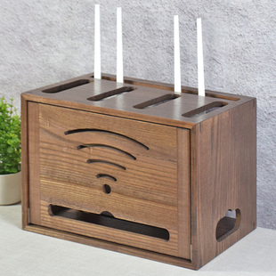 实木无线wifi路由器收纳盒电视柜机顶盒置物架桌面电线插座放置架