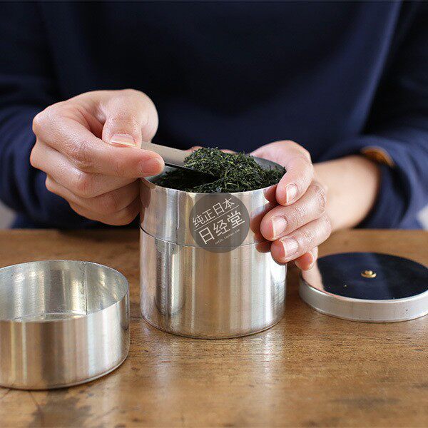 日本代购 开化堂 黄铜制铜制铁制 茶叶罐子茶筒长型平型 送茶叶