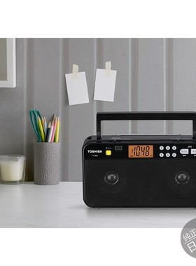 日本包税东芝立体声家庭收音机黑色宽频FM兼容AM/FM音箱一体