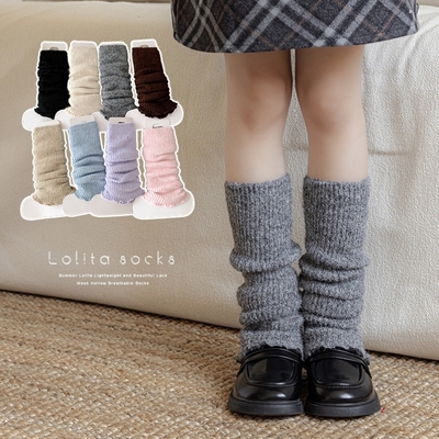 女童袜套秋冬款加绒加厚羊毛儿童中大童韩系堆堆袜中长筒2025新款