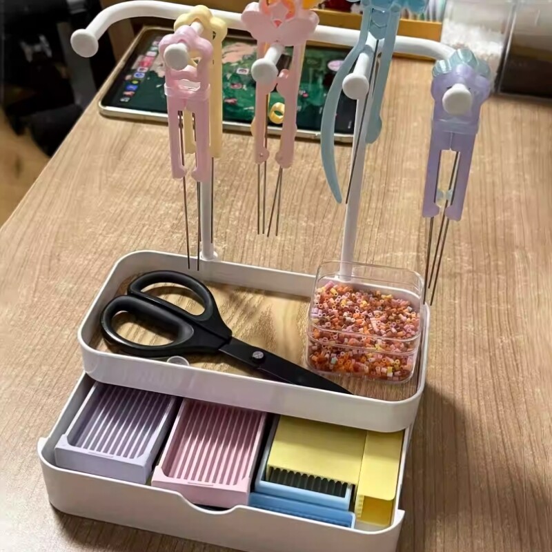 拼豆工具收纳架双层手工diy豆铲豆针豆笔多功能桌面整理置物架