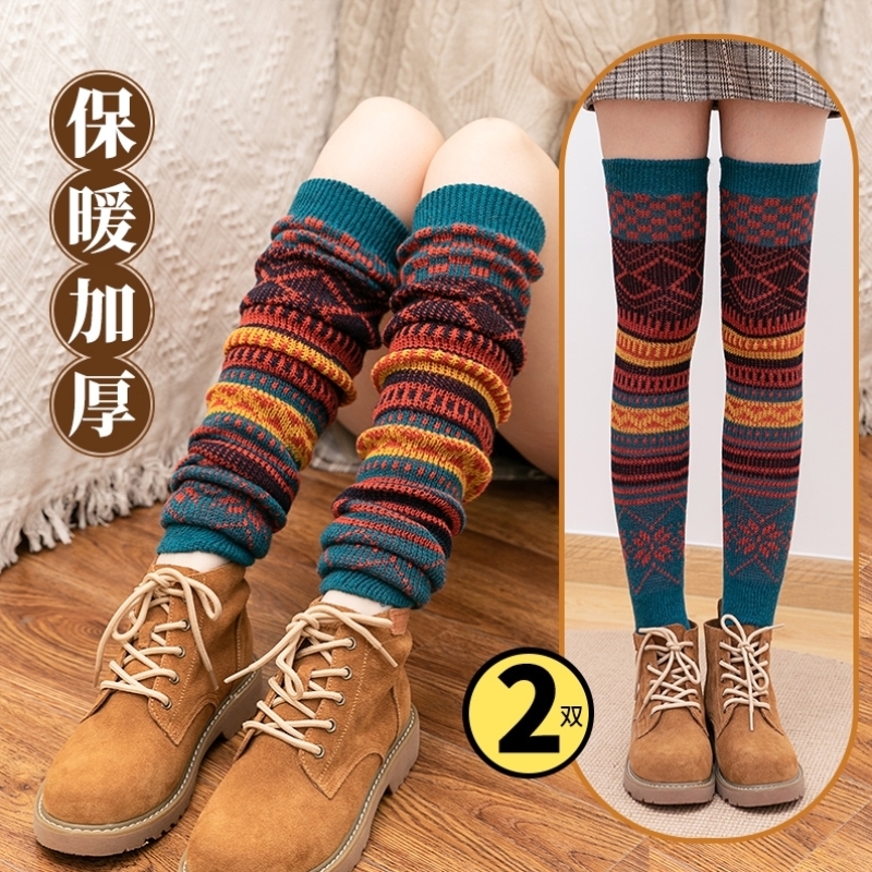 护小腿袜套女过膝袜护膝盖关节长筒袜子秋冬保暖雪地靴袜套堆堆袜