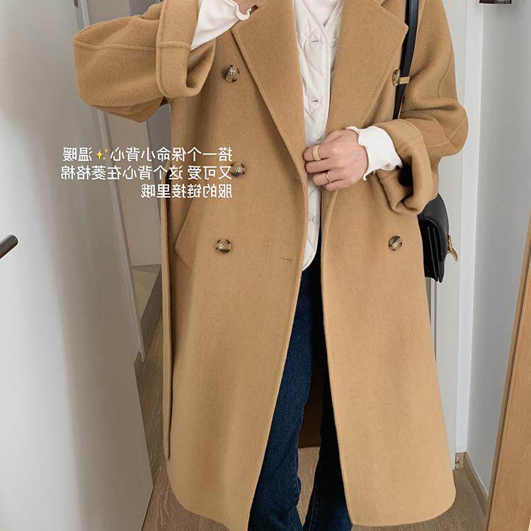 小个子双面羊绒大衣女赫本风中长款2024新款秋冬季高级感毛呢外套