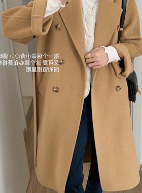 小个子双面羊绒大衣女赫本风中长款2024新款秋冬季高级感毛呢外套